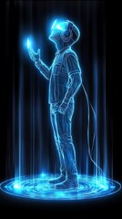 Hologram VR user exploring virtual reality