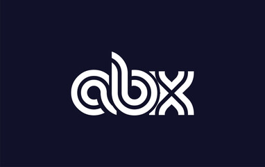 ABX Creative Unique Modern Letter Logo Design.  Stylized logo featuring a unique letter design, presenting abstract minimalist aesthetics and modern appeal.