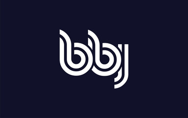 BBJ Creative Unique Modern Letter Logo Design.  Stylized logo featuring a unique letter design, presenting abstract minimalist aesthetics and modern appeal.