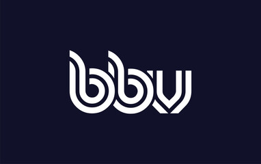 BBV Creative Unique Modern Letter Logo Design.  Stylized logo featuring a unique letter design, presenting abstract minimalist aesthetics and modern appeal.