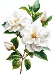 Obraz premium Elegant White Flowers Branch Close Up Studio Shot