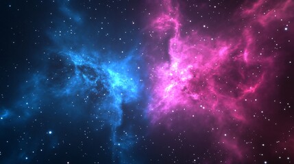 Fototapeta premium Vibrant cosmic nebula, swirling blue and pink gas clouds, space exploration theme, suitable for science fiction backgrounds.