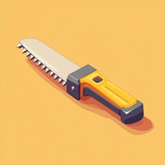 Obraz premium Hand Saw Illustration with Sharp Blade and Wooden Handle – Carpentry Tool Design