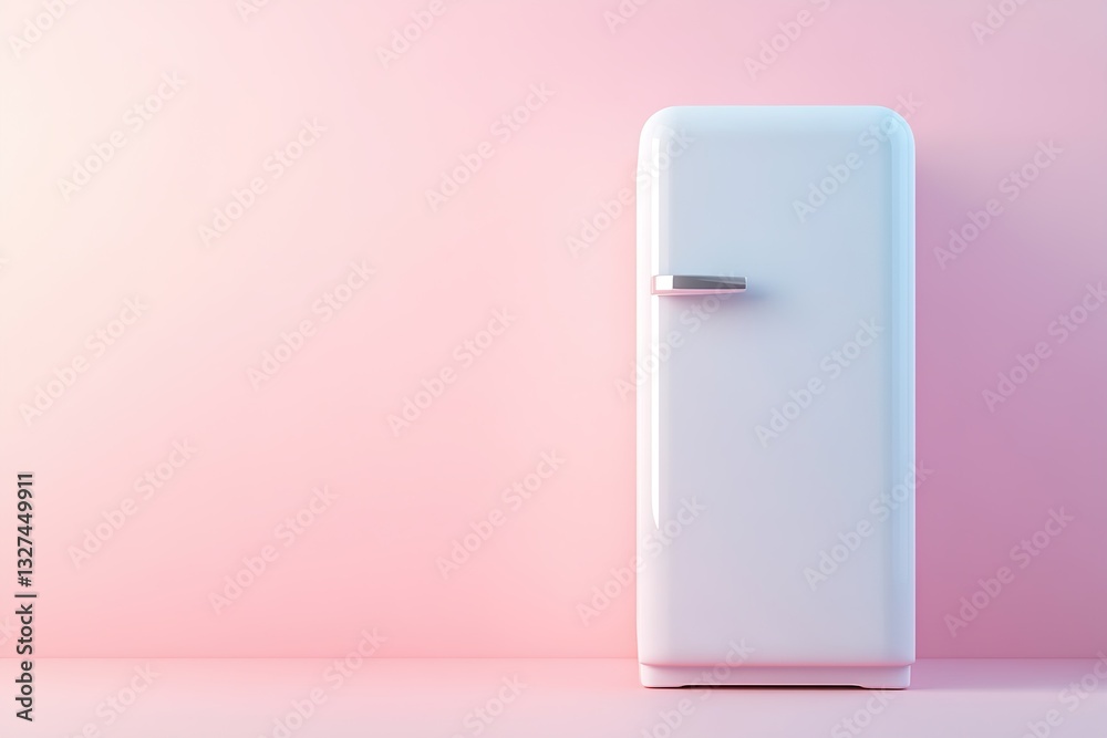Poster a modern fridge icon features smooth edges and soft lighting, embodying a minimalistic design. the c