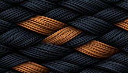 Intricate woven textile pattern in dark navy and caramel