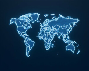 Global map with illuminated country borders
