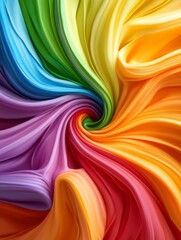 Naklejka premium Rainbow Swirl Abstract - Vibrant abstract of swirling rainbow colors, creating a dynamic and energetic visual. Perfect for backgrounds or design elements
