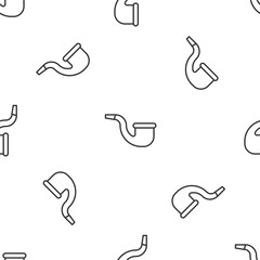 Grey line No pipe smoking icon isolated seamless pattern on white background. Dont smoke. Tobacco pipe. Vector