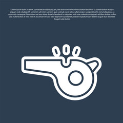 Blue line Whistle icon isolated on blue background. Referee symbol. Fitness and sport sign. Vector