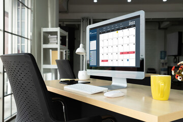 Calendar on computer software application for modish schedule planning for personal organizer and online business