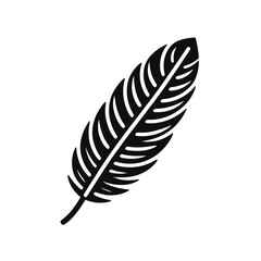 Black feather illustration on white background, nature symbolism
