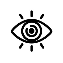 Stylized eye symbol with rays, vision and perception concept