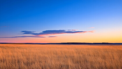 Fototapeta premium Golden prairie sunset landscape