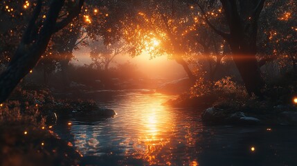 sunset over the lake