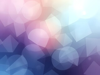 Obraz premium Abstract Bokeh Background with Geometric Shapes in Pastel Colors - Blue, Purple, Pink, and White.
