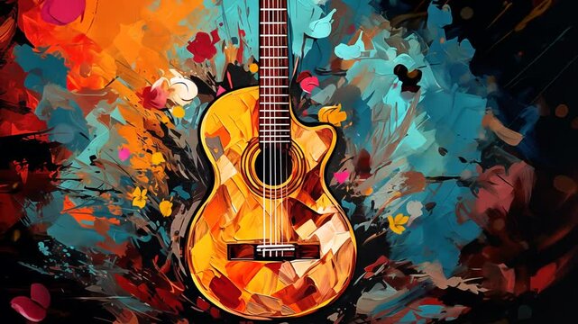 Akustische Gitarre in kunstvollem Design f&uuml;r moderne Musiker