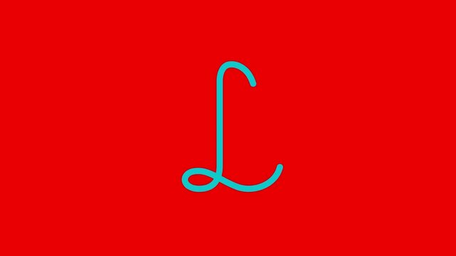 L letter big color writing cartoon animation redbox isolated. Compatibile part of alphabet. Handwriting educational style for children. Good for education movies, presentation, learning alphabet.