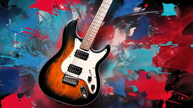 Farbintensive E-Gitarre mit k&uuml;nstlerischem Design
