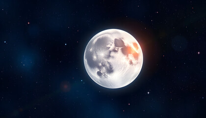 Obraz premium Moon and earth with lights in space galaxy with stars in background, vector style. White tone