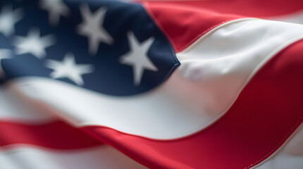 Patriotic Waving American Flag Detail Red White Blue Stars Stripes Fabric USA National Pride