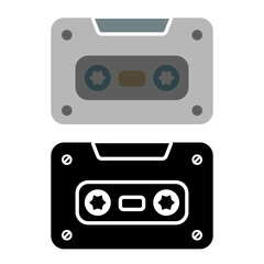 cassette icon, simple flat style, illustration, logo sign symbol pictogram template, for ui or ux isolated on white for mobile app, editable