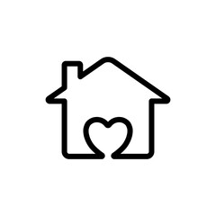 house with heart sign, simple flat style, illustration, logo sign symbol pictogram template, for ui or ux isolated on white for mobile app, editable