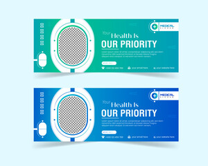 Medical healthcare facebook cover design and web banner template