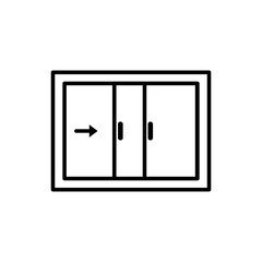 sliding door icon, simple flat style, illustration, logo sign symbol pictogram template, for ui or ux isolated on white for mobile app, editable