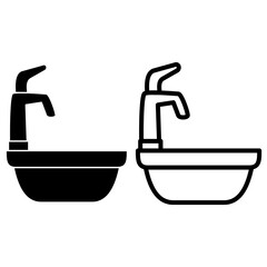 bathroom sink icon, simple flat style, illustration, logo sign symbol pictogram template, for ui or ux isolated on white for mobile app, editable