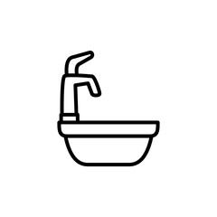 bathroom sink icon, simple flat style, illustration, logo sign symbol pictogram template, for ui or ux isolated on white for mobile app, editable