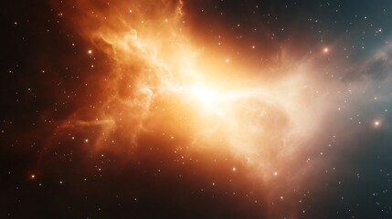 Vibrant cosmic explosion, colorful nebula with swirling gases and bright stars, ideal for space-themed designs and projects.