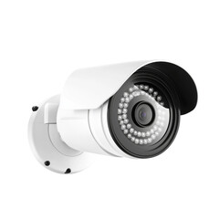White CCTV Surveillance Security Camera Isolated on Transparent Background