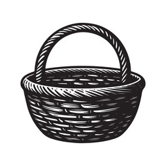 Fototapeta premium Simple Handwoven Basket Vector Icon Design – Vintage Retro Logo & Illustration