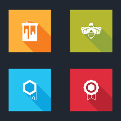 Set Honeycomb, Bee, and medal icon. Vector