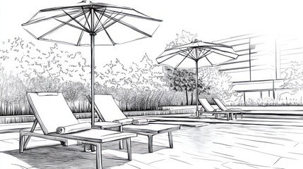 Outdoor poolside relaxation scene