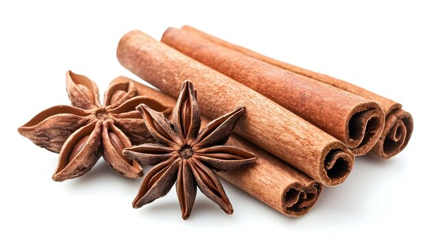 cinnamon stick and star anise spice isolated
