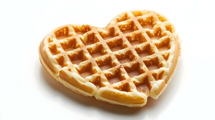 Belgian heart shaped waffle on white background
