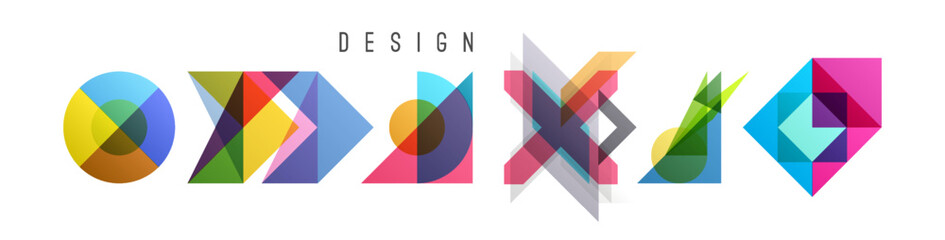 Obraz premium Abstract geometric design. Vector illustration made of various overlapping elements. Applicable for banners, placards, posters, flyers.