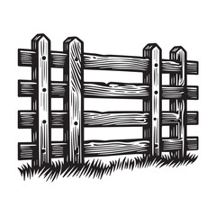 Simple Wooden Fence Vector Icon Design – Vintage Retro Logo & Illustration.
