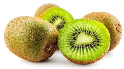 Fototapeta premium Delicious ripe kiwi fruits isolated on white