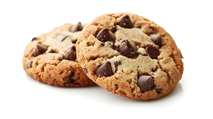 Two Chocolate chip cookies isolated on white
