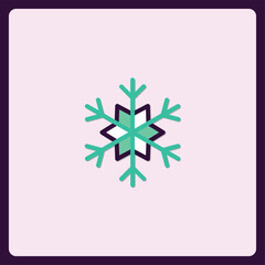 Minimalist winter themed snowflake icon design with soft color palette