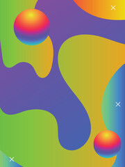 Psychedelic Liquid Gradient Lines for Sunset Party Flyers template. 3d gradient acid style vibrant color vctor illustration.