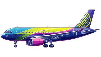 Colorful cartoon element kawaii illustration style airplane digital art vibrant themes whimsical style