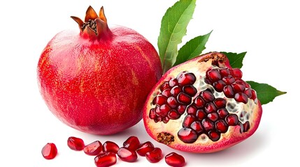 Piece of Fresh ripe pomegranate isolated