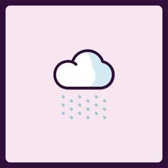 Simple minimalist weather icon illustration featuring cloud and raindrops graphic