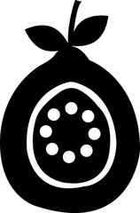 guava on a white background ,seed, fruit,