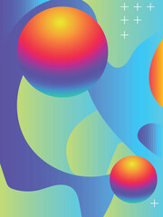 Colorful Psychedelic Waves for EDM Concert Poster template. 3d gradient acid style vibrant color vctor illustration.