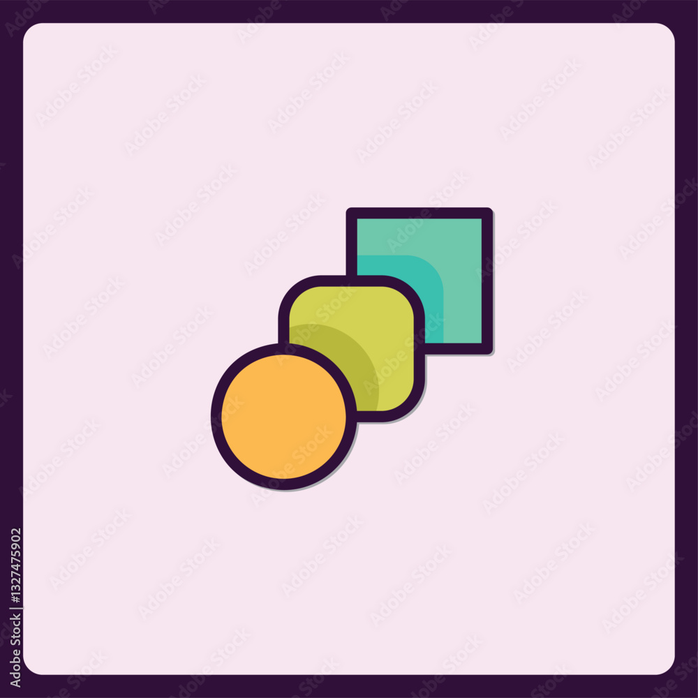 Poster geometric abstract icon depicting circular square overlapping design element