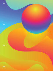 Abstract Vibrant Gradient Lines for Electro Party Poster template. 3d gradient acid style vibrant color vctor illustration.